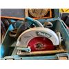 Image 3 : Makita Circular Saw w/ Blades, Planer, Misc Tools, Tape, Air Hose, Hardware, etc