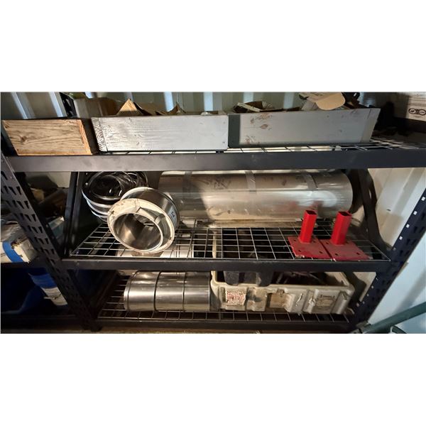 Contents of Shelf: Screw Jacks, Hoses, Pipe Sections, Hardware, etc