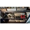 Image 1 : Contents of Shelf: Screw Jacks, Hoses, Pipe Sections, Hardware, etc