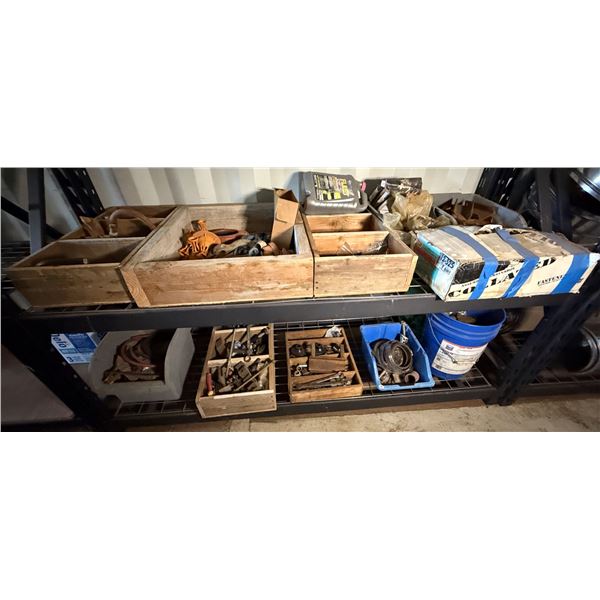 Contents of Shelf: Hoses, Clamps, Hand Tools, Shackles, Hardware, etc