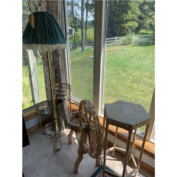 Standing Lamp and Wicker Decorations Lot