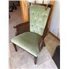 Image 1 : Light Green Tufted Accent Chair With Cane SId