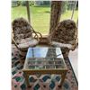 Image 1 : Rattan Swivel Chairs With Cushions and Glass-