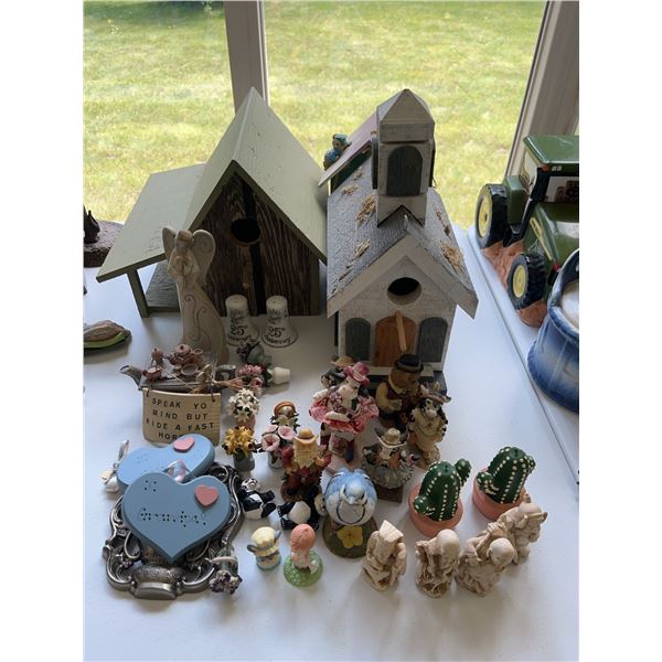 Figurines, Birdhouses, and Decor