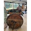 Image 2 : Decorative Wheel Sculpture and Barrel With Pl