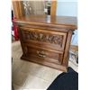 Image 1 : Oak Nightstand and Brown Recliner Chair