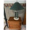 Image 4 : Palliser Oak Two-Drawer Nightstand With Lamp