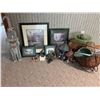 Image 1 : Framed Art, Wicker Baskets, and Decor Lot