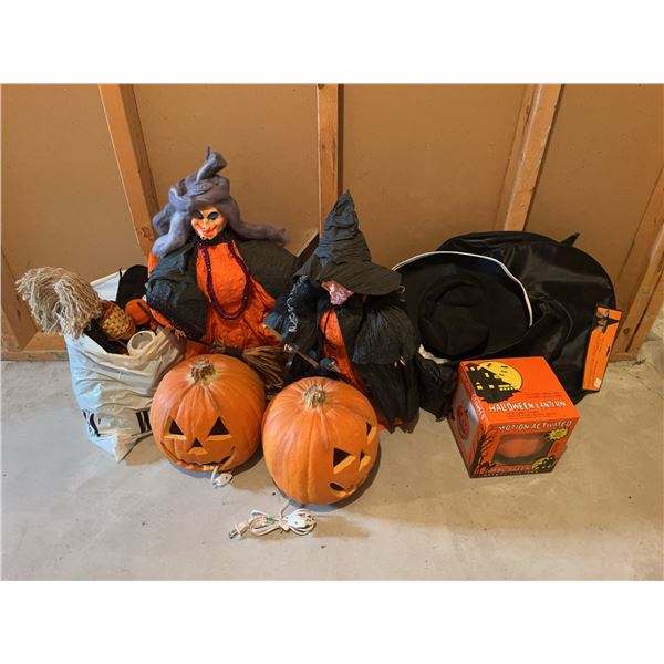 Halloween Decorations Lot: Pumpkins, Witches