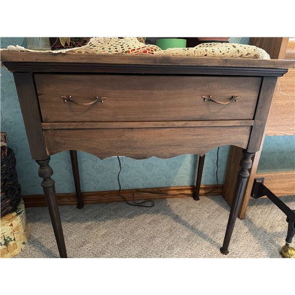 Wooden Side Table with Drawer, 29" x 17" x 33