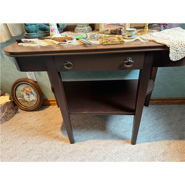 Dark Wood Hall Table with Drawer, 36" x 18" x