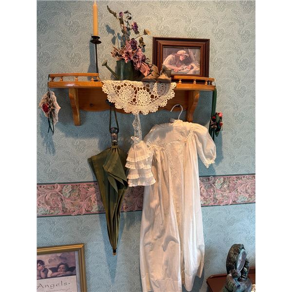 Decorative Wall Shelf, Vintage Gown, Umbrella