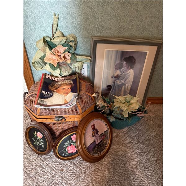 Framed Mother and Child Art, Decor Box, Mag