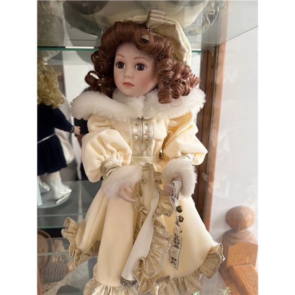 Porcelain Doll in Cream and Gold Dress
