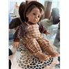 Image 2 : Porcelain Boy Doll with Plaid Overalls