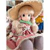 Image 2 : Porcelain Doll With Straw Bonnet and Pink Goy