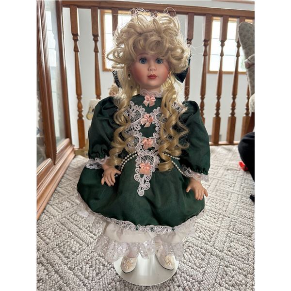20" Porcelain Face and Hand Doll in Dress