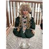 Image 1 : 20" Porcelain Face and Hand Doll in Dress