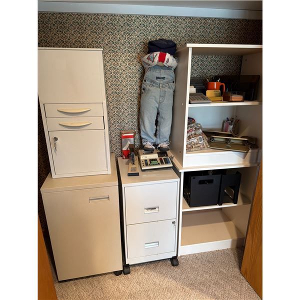 Office File Cabinets, Supplies, and Bugle Boy