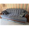 Image 1 : Upholstered Couch and Loveseat Set, Wood Trim