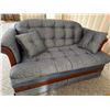 Image 2 : Upholstered Couch and Loveseat Set, Wood Trim