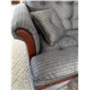 Image 3 : Upholstered Couch and Loveseat Set, Wood Trim