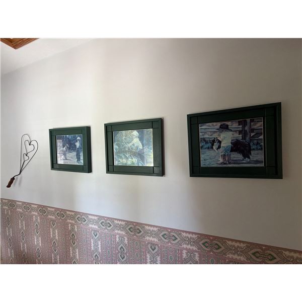 Framed Photos and Antique Rug Beater Decor