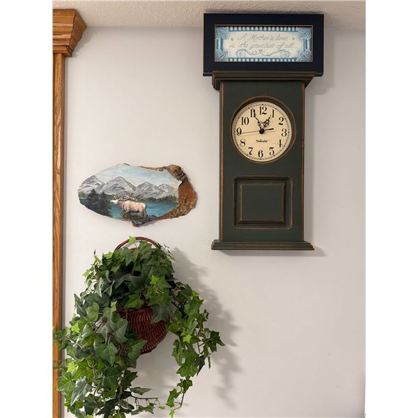 Handcrafted Wall Clock and Elk Painting Set