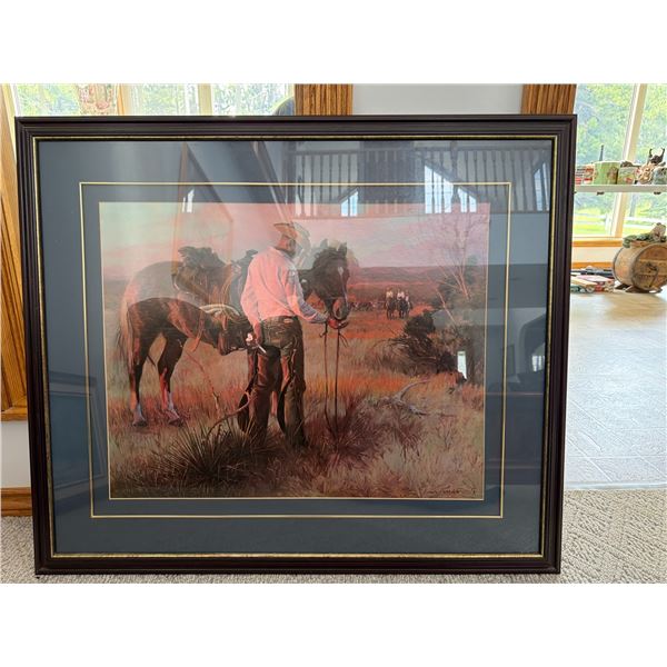 Tom Rydr Signed Framed Cowboy Picture