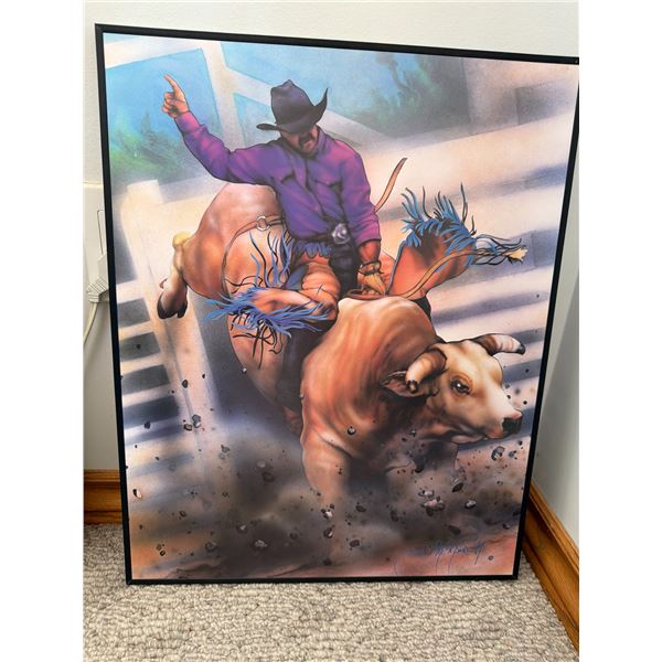 Signed Bull Riding Art Print 16" x 20"
