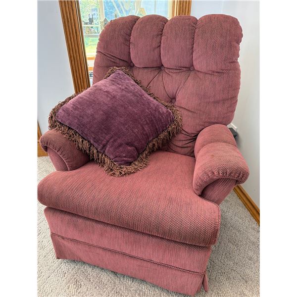 Fuchsia Upholstered Rocking Chair with Pillow