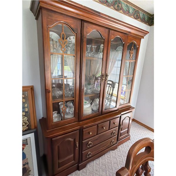 Glass Front Wood China Cabinet Hutch