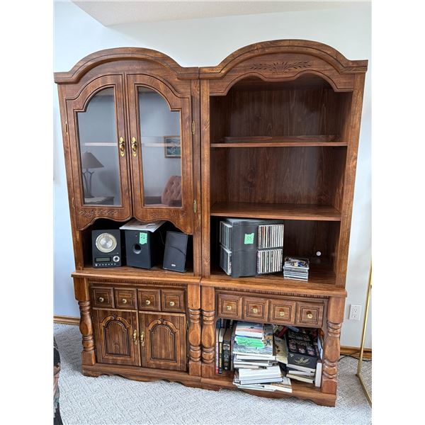 Wooden Entertainment Center with Shelving