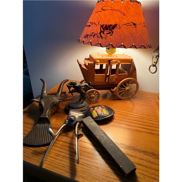 Western Décor Lot With Figurine, Opener, Shee