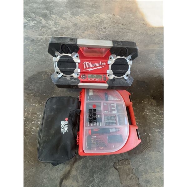 Milwaukee Radio and Black & Decker Tool Set