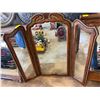Image 1 : Wood Framed Tri-Fold Wall Mirror, 51" x 46"
