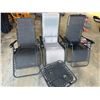 Image 1 : 2 Black & 1 Gray Folding Lounge Chairs