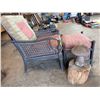 Image 2 : Wicker and Metal Armchair with Ottoman Set