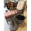 Image 3 : Wicker and Metal Armchair with Ottoman Set