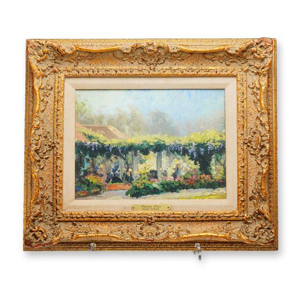 Thomas Kinkade (American, 1958-2012) Hand-enhanced Lithograph on Canvas, Wisteria Arbor
