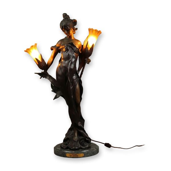 After Pierre Roche, Art Nouveau Diane Lamp