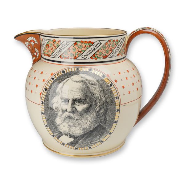 Josiah Wedgwood and Sons Commemorative Longfellow Pitcher for Richard Briggs, Boston, ca. 1880