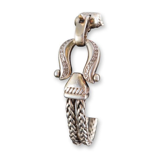 Sterling Silver Gold Plated Diamond Horseshoe Bracelet