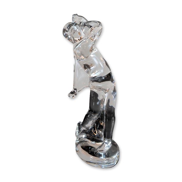 Baccarat France Clear Crystal Golfer Figurine