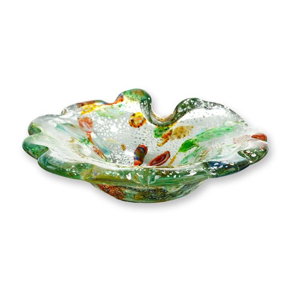 Mid-Century Murano Style Tutti Frutti Art Glass Bowl