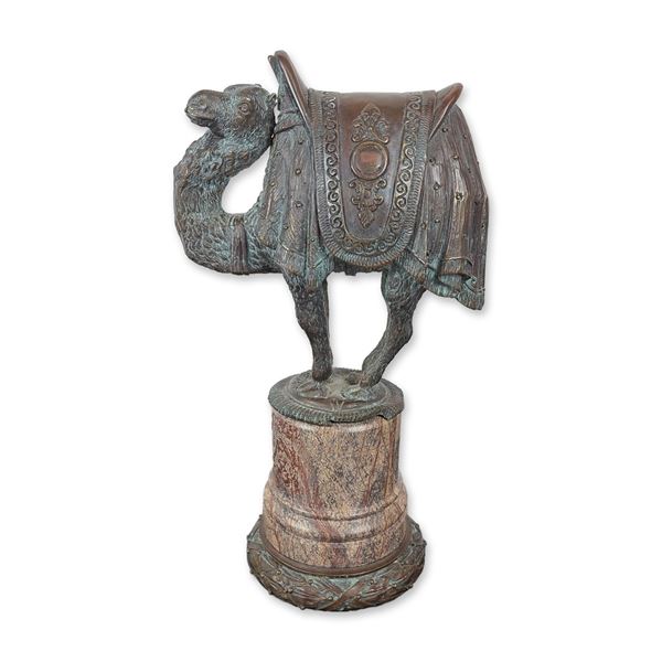 Historicist Bronze and Marble Camel Sculpture
