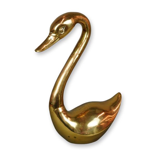 Large Brass Golden Swan Sculpture