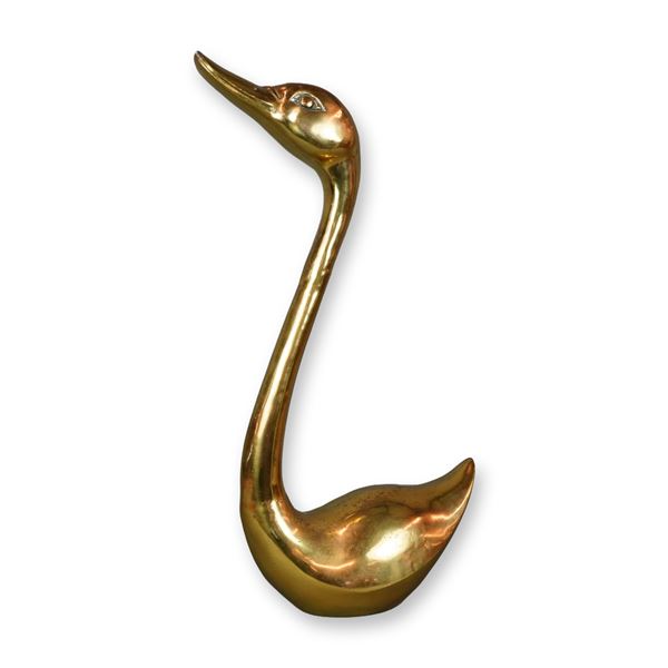Large Mid-Century Modern Brass Swan Sculpture