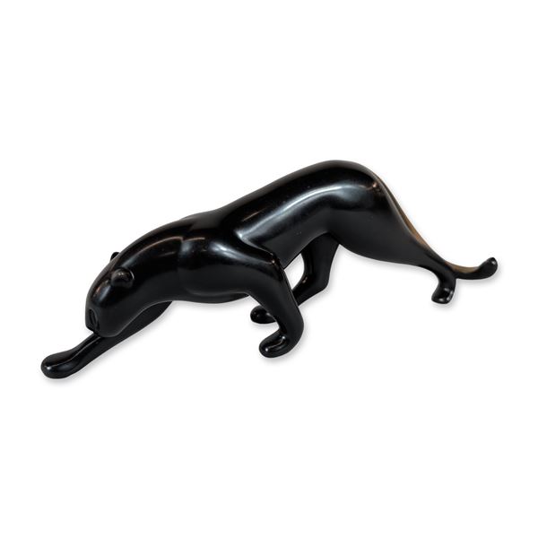 Loet Vanderveen Patinated Bronze Jaguar Sculpture