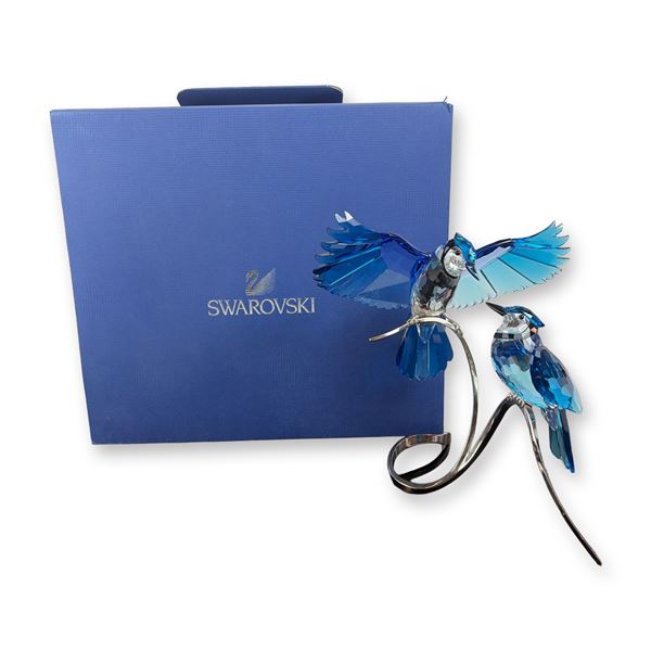 Swarovski Crystal Blue Jays Paradise Birds Sculpture